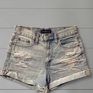 Aeropostale Faded Light Blue Distressed Denim Shorts